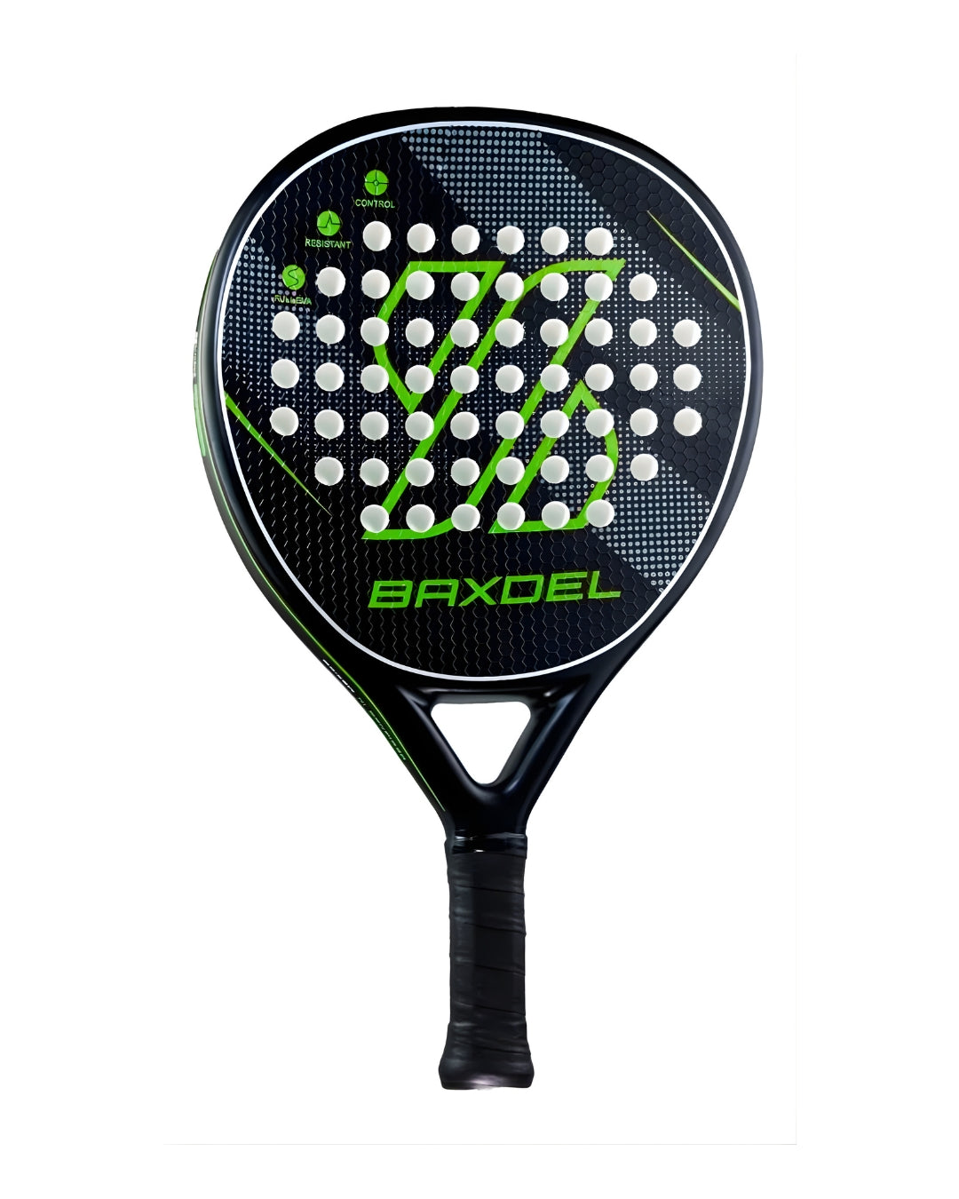 Pala de pádel Baxdel BX-1 Verde hecha en México con carbono 3K y goma EVA Soft para control y precisión.