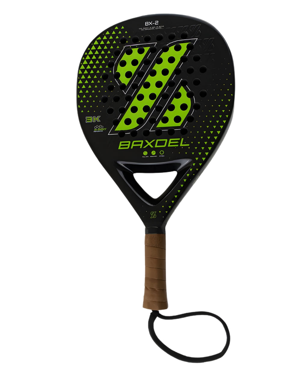 Pala de pádel Baxdel BX-2 hecha en México con carbono 3K y goma EVA firme, ideal para jugadores avanzados.
