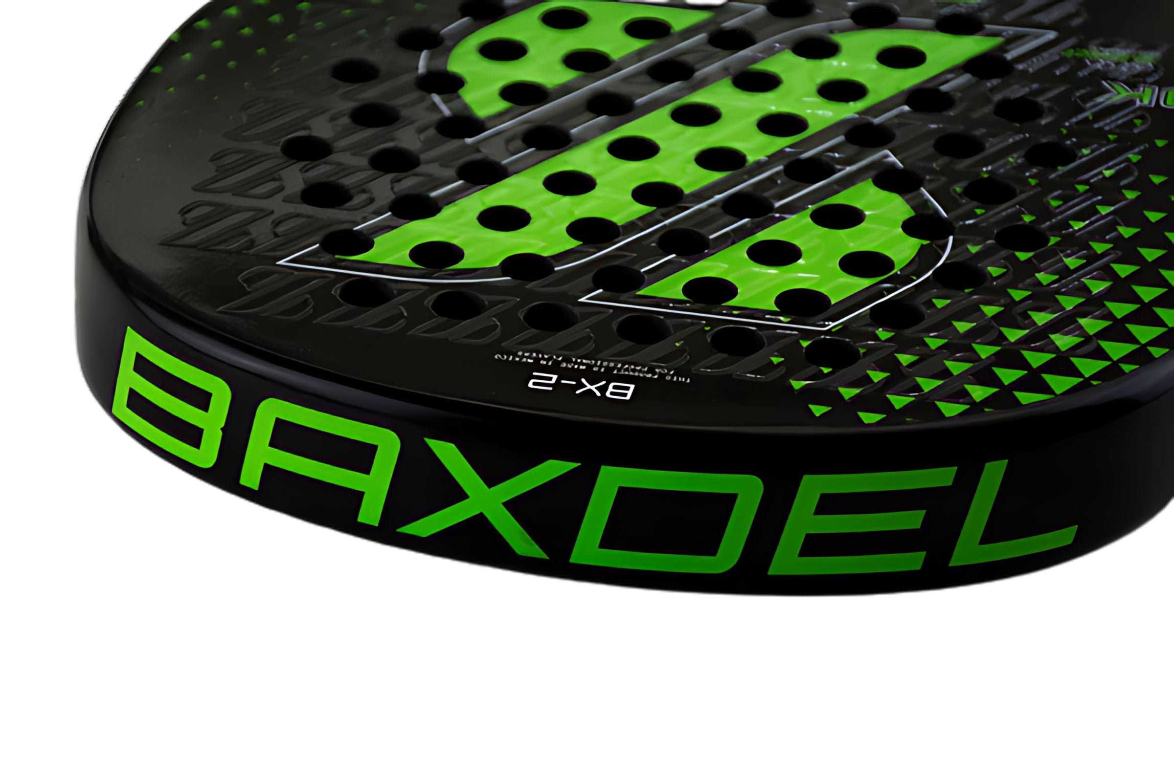 Vista lateral de la pala Baxdel BX-2 con balance alto y molde híbrido para golpes potentes.