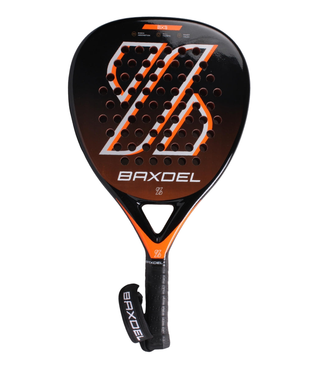 Pala de pádel Baxdel BX-3 brillante hecha en México con carbono 3K y goma EVA Soft.