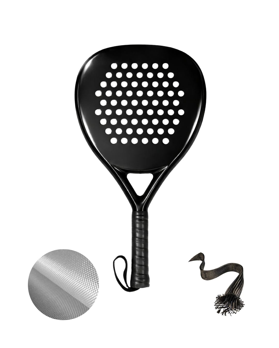 Pala de pádel White Label Carbon Frame sin diseño, caras de fibra de vidrio
y tubular de carbono 3K, molde híbrido y peso aproximado de 340 g