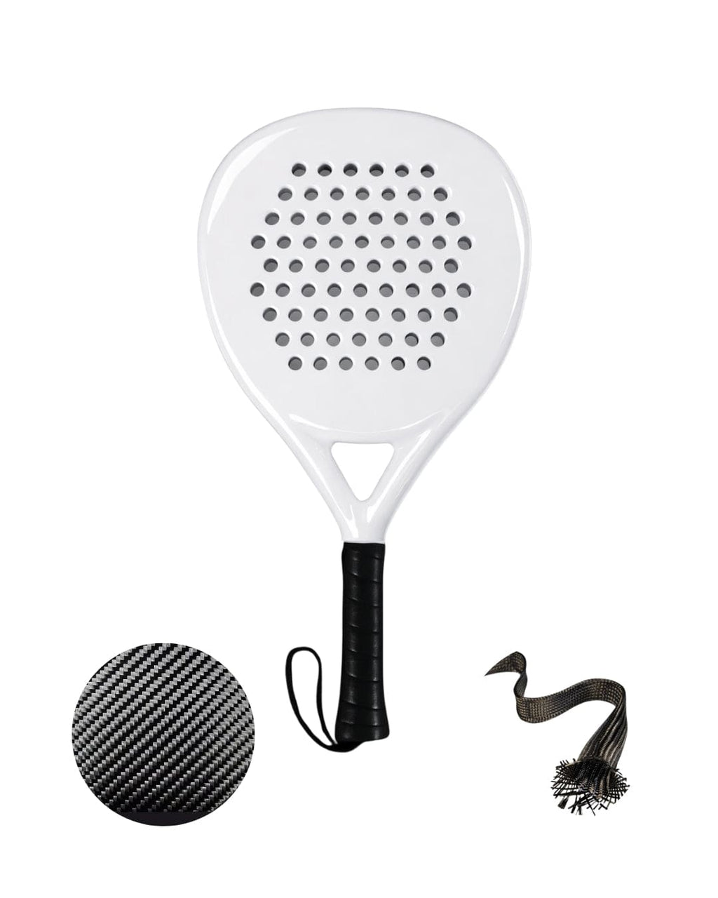 Pala de pádel White Label Carbono 3K sin diseño, caras de carbono 3K,
molde híbrido y peso aproximado de 340 g