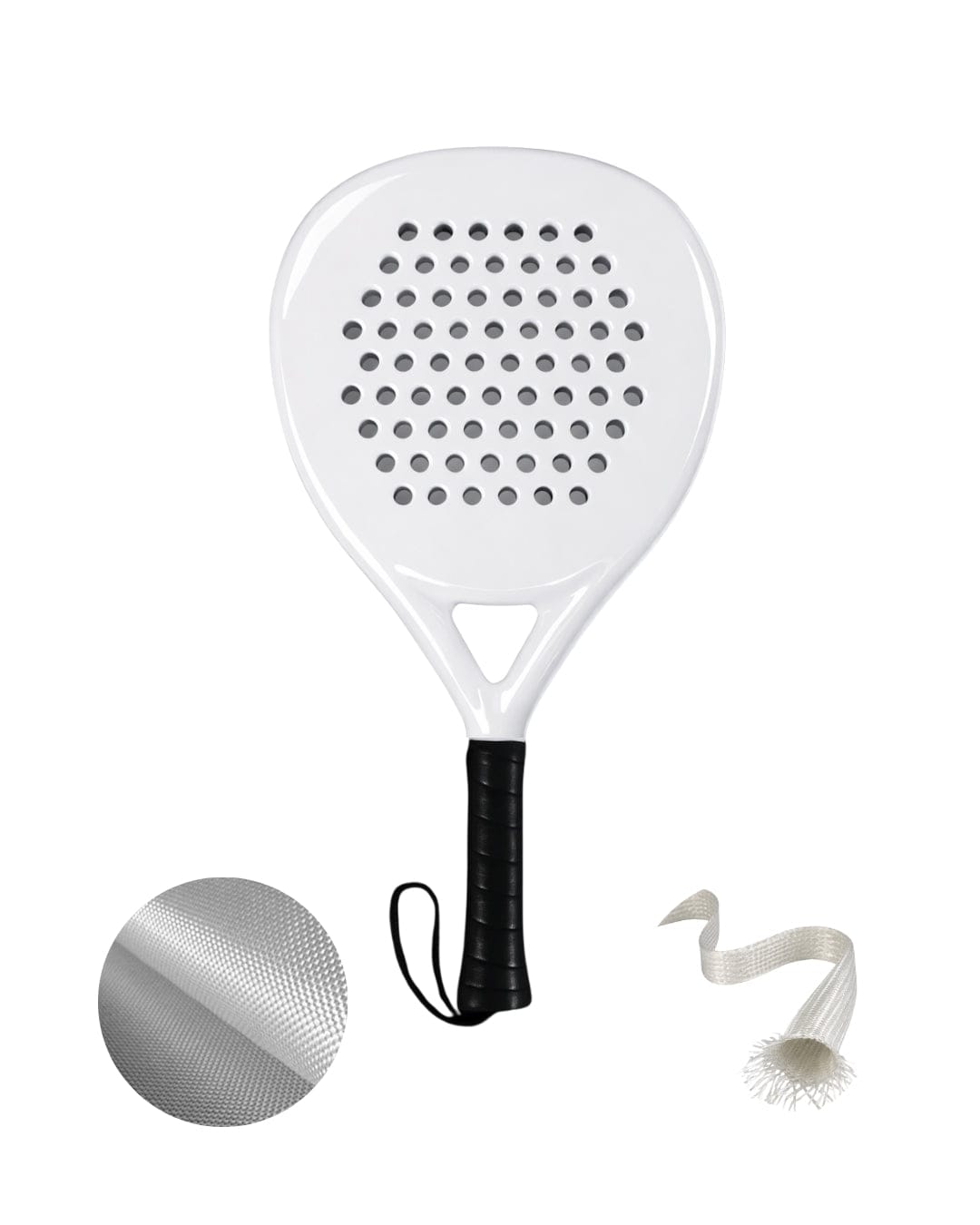Pala de pádel White Label Fibra de Vidrio sin diseño, caras y tubular de fibra
de vidrio, peso aproximado de 340 g