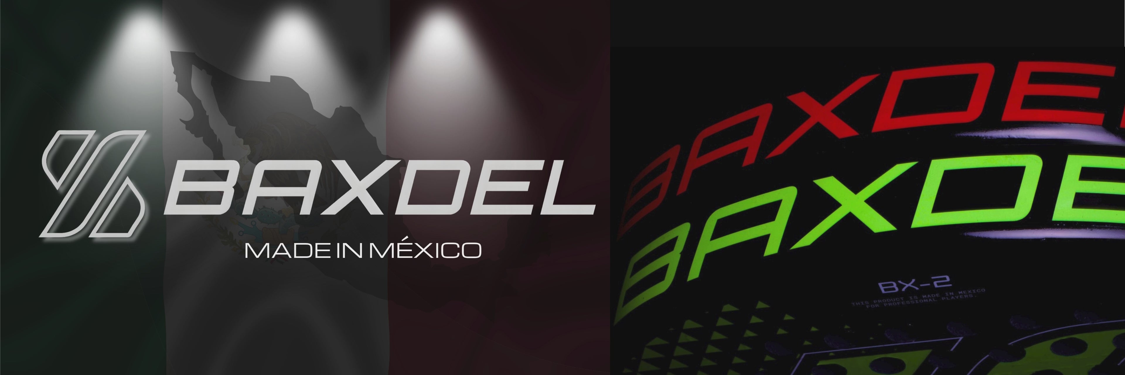 Pala de pádel Baxdel BX-2 hecha en México; Black EVA (goma EVA dura) y fibra de carbono 3K; potencia y precisión para nivel intermedio-avanzado.