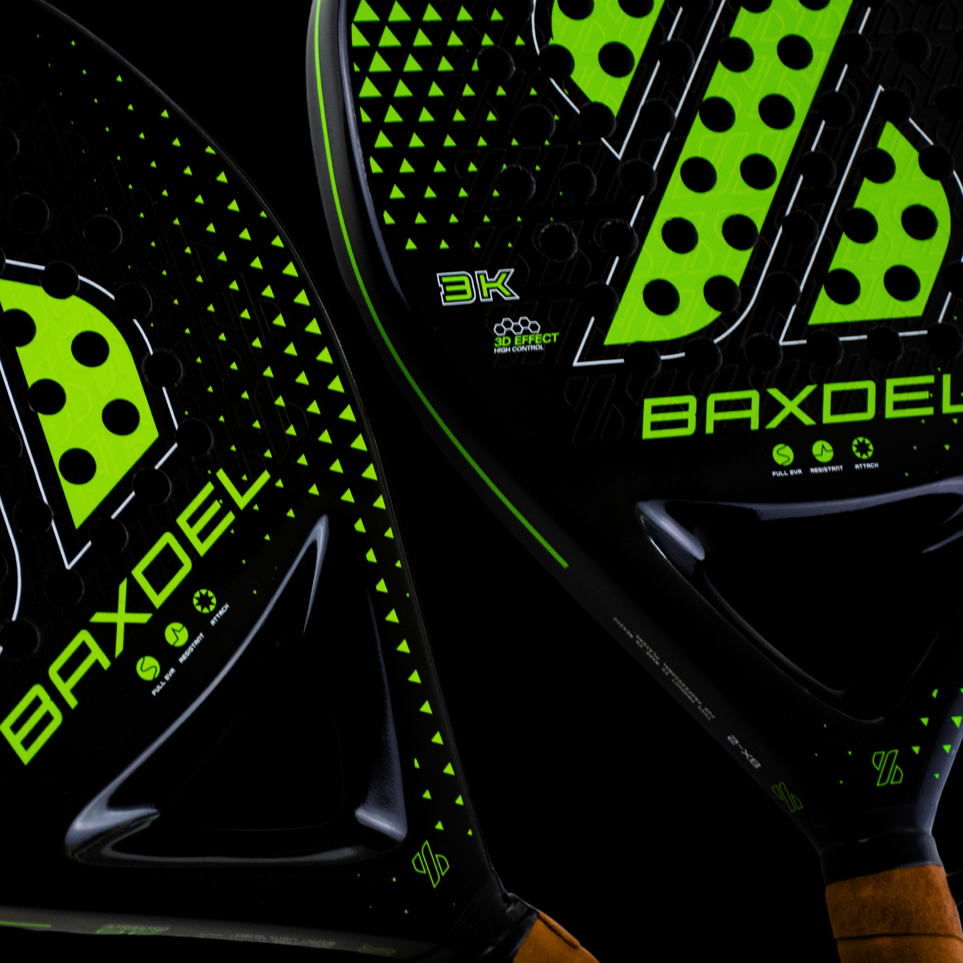 Textura 3D en la pala de pádel Baxdel BX-2 que garantiza resistencia y respuesta técnica.